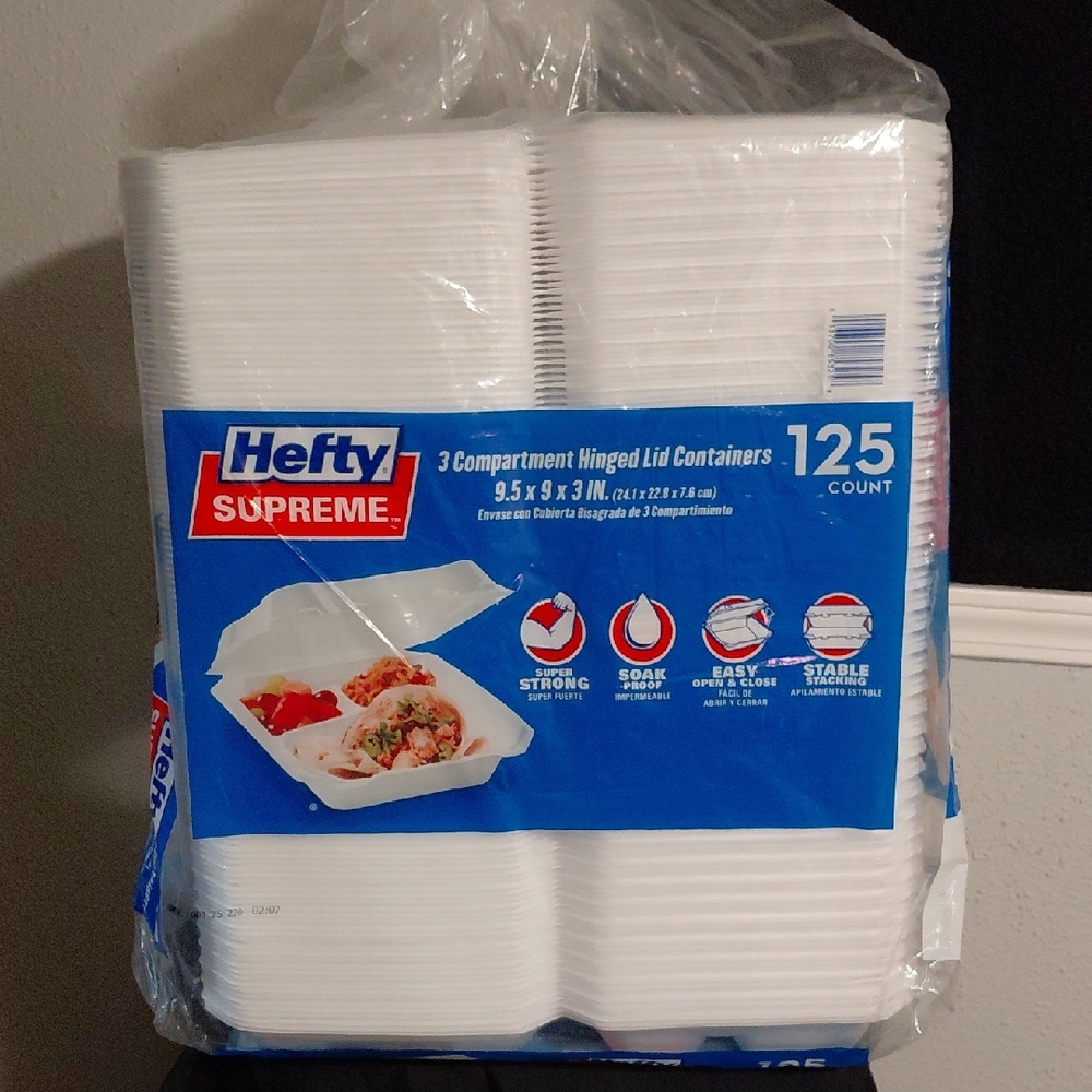 Supreme White 3-Compartment Disposable Containers